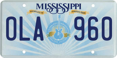 MS license plate OLA960
