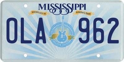 MS license plate OLA962