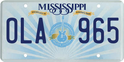 MS license plate OLA965