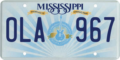 MS license plate OLA967
