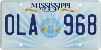 MS license plate OLA968
