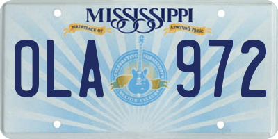 MS license plate OLA972