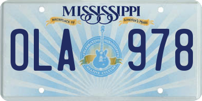 MS license plate OLA978