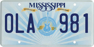 MS license plate OLA981