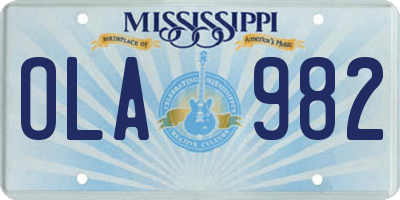 MS license plate OLA982