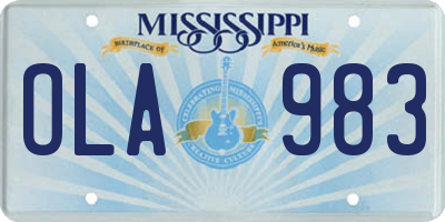 MS license plate OLA983