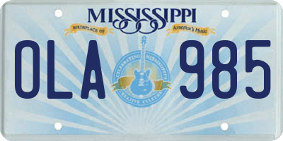 MS license plate OLA985