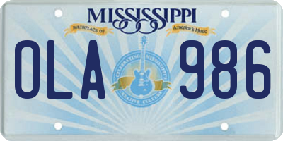 MS license plate OLA986