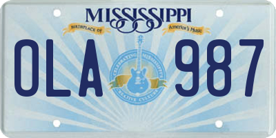MS license plate OLA987
