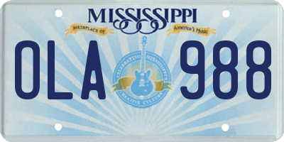 MS license plate OLA988