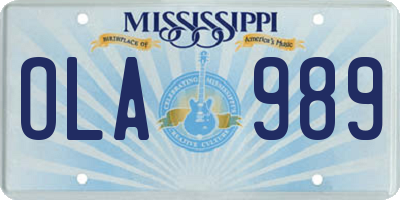 MS license plate OLA989