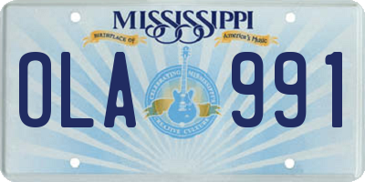 MS license plate OLA991