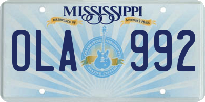 MS license plate OLA992