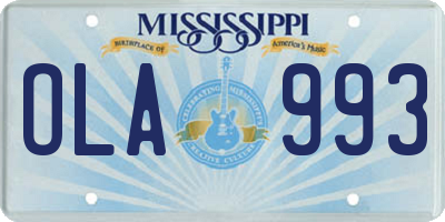 MS license plate OLA993