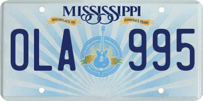 MS license plate OLA995