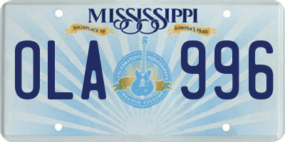 MS license plate OLA996