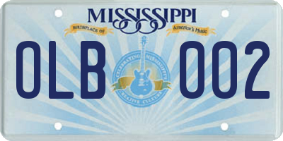MS license plate OLB002