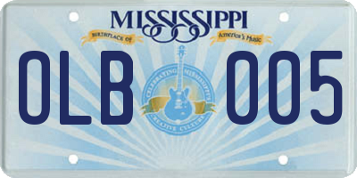 MS license plate OLB005