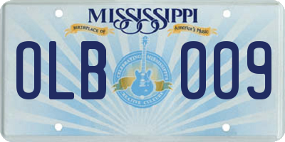 MS license plate OLB009
