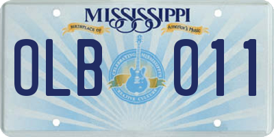 MS license plate OLB011