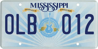 MS license plate OLB012