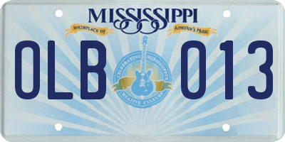 MS license plate OLB013