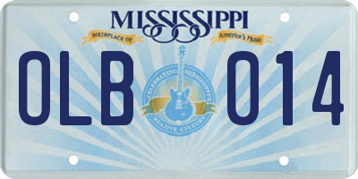 MS license plate OLB014