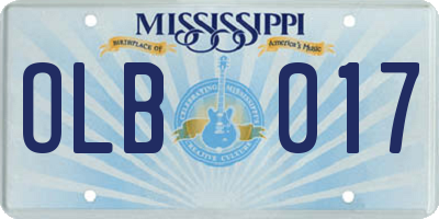 MS license plate OLB017