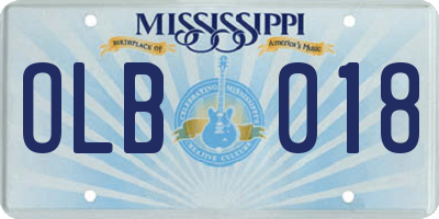 MS license plate OLB018