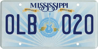 MS license plate OLB020