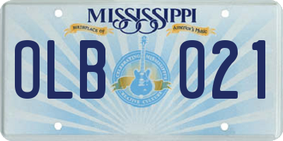 MS license plate OLB021