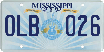 MS license plate OLB026