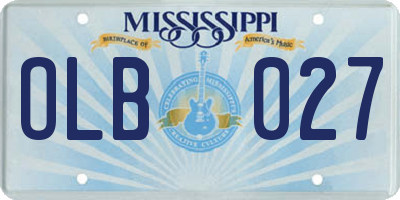 MS license plate OLB027