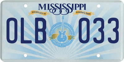 MS license plate OLB033