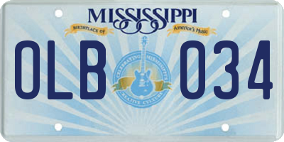 MS license plate OLB034