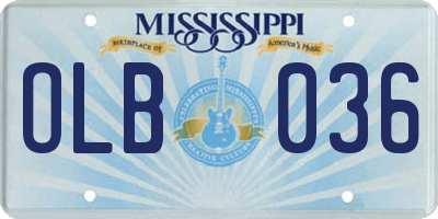 MS license plate OLB036