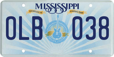 MS license plate OLB038
