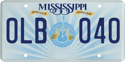 MS license plate OLB040