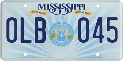 MS license plate OLB045