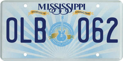 MS license plate OLB062