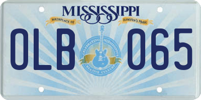MS license plate OLB065