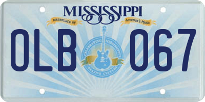 MS license plate OLB067