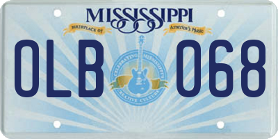 MS license plate OLB068