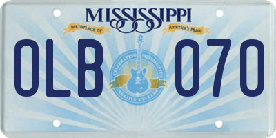 MS license plate OLB070