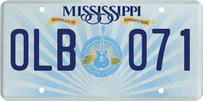 MS license plate OLB071