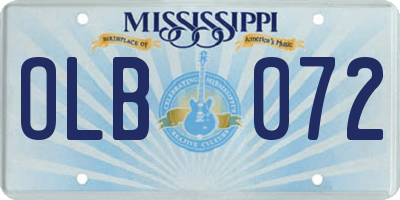 MS license plate OLB072