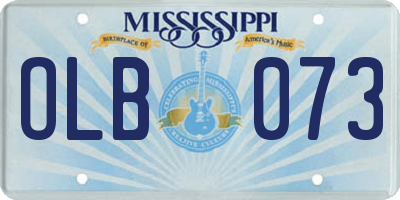 MS license plate OLB073