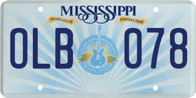 MS license plate OLB078