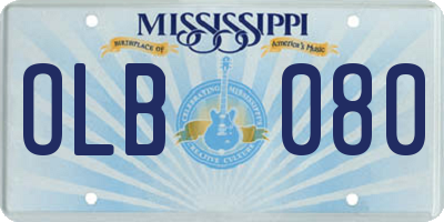 MS license plate OLB080