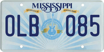 MS license plate OLB085